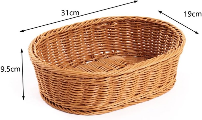 AMBOJIE Wicker Bread Basket,Handwoven Storage Basket for Fruit Basket Vegetables Cosmetics in Home Restaurant & Bakery (Oval 2Pack) - Image 2